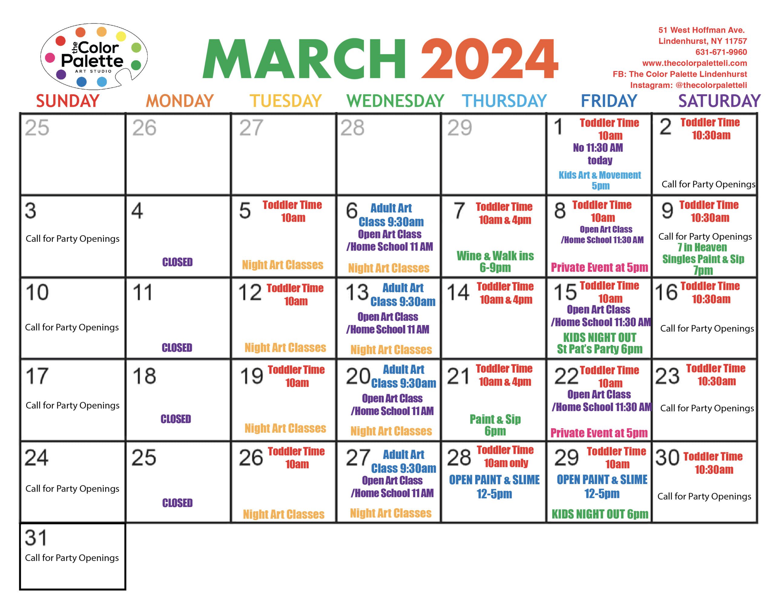 Calendar Events - The Color Palette