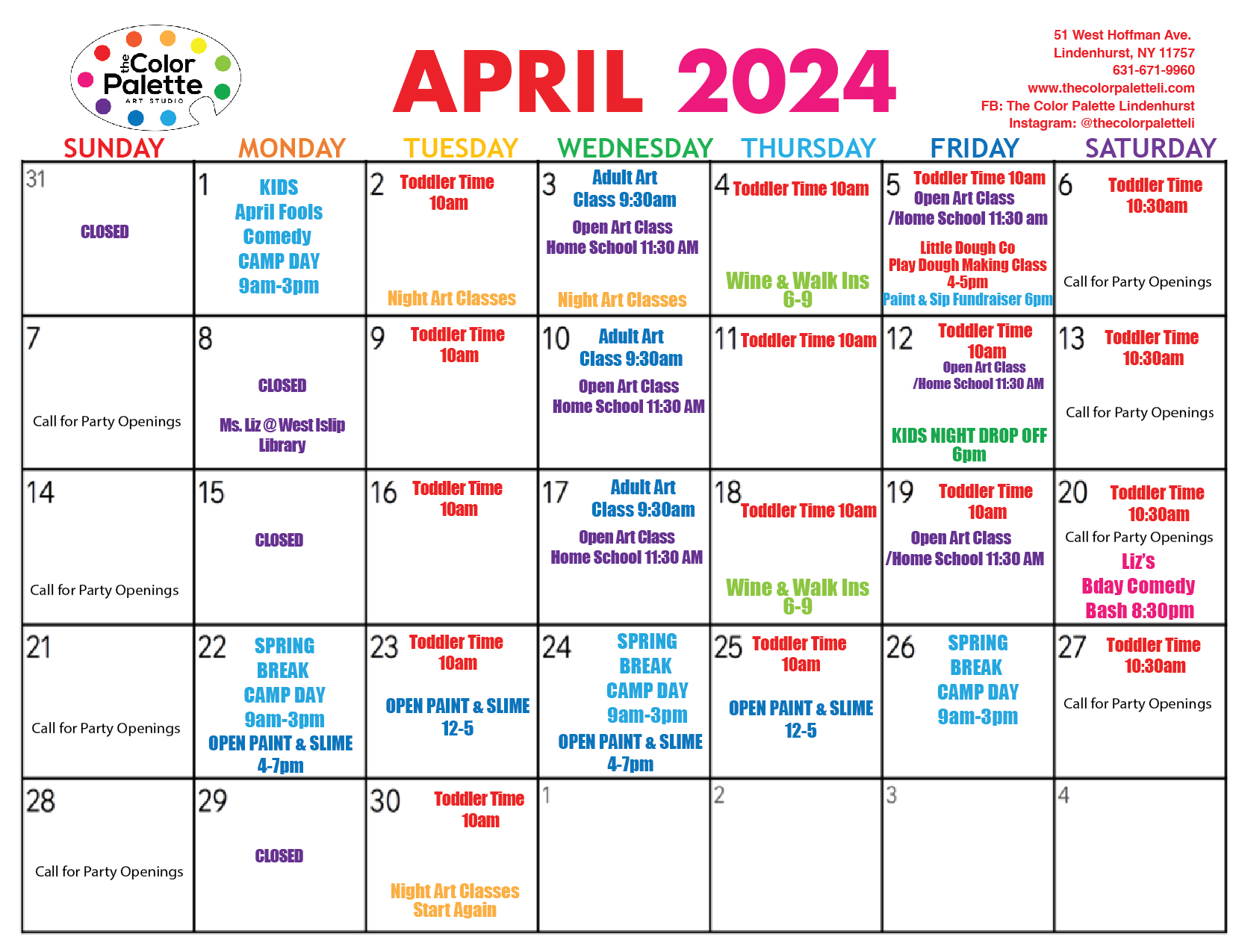 Calendar Events - The Color Palette