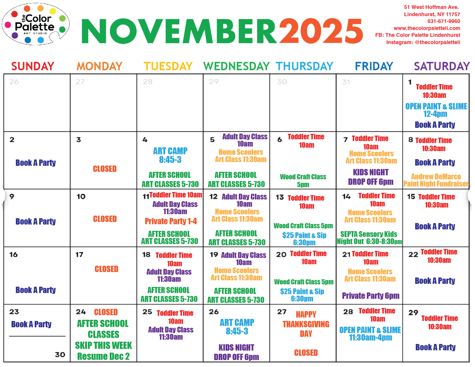 Nov 2025 Events Calendar