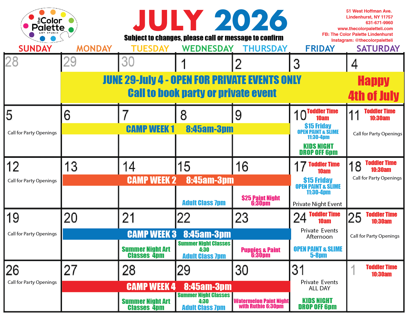 July 2026 Calendar