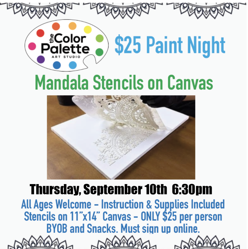 Mandala Stencils on Canvas - $25 Paint Night - Sept 10th